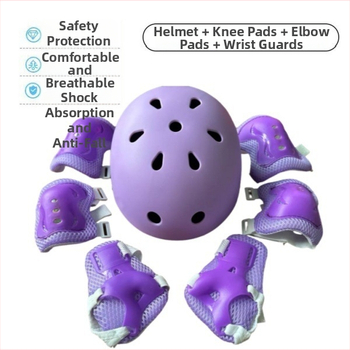 Set de protecție pentru role pentru copii - protecție pentru palme, încheieturi, cap și genunchi; Material: spandex; Pentru patinaj cu role; Cutie: 40