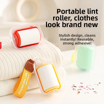Prenosný valček na chlpy so šnúrkou – pre domáce použitie, odstraňuje chlpy z oblečenia, odstraňuje mačiu srsť, s náhradnými lepivými pásmi