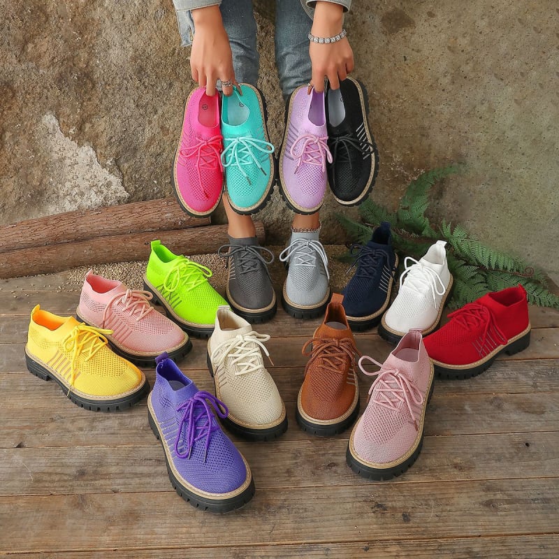 Повседневни обувки с връзки, мрежеста горна част, дишащи, гумена подметка (среден ток 3–5 см)