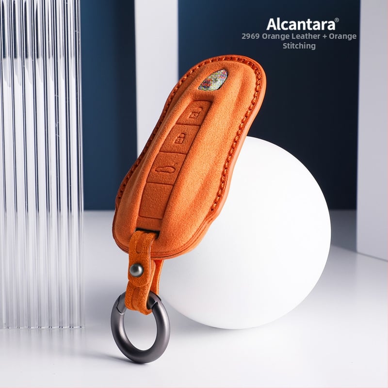 SNBLO husă Alcantara pentru cheie Porsche — compatibilă cu Cayenne, Taycan, Panamera, Macan și 718; personalizare disponibilă