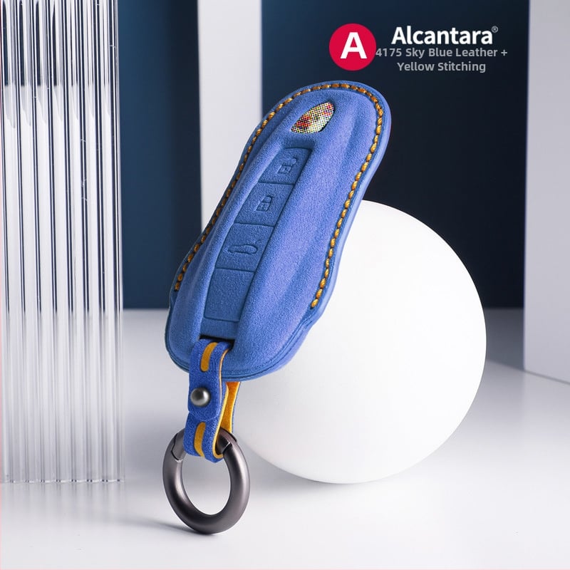 SNBLO husă Alcantara pentru cheie Porsche — compatibilă cu Cayenne, Taycan, Panamera, Macan și 718; personalizare disponibilă