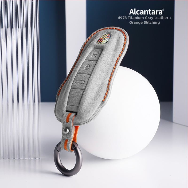 SNBLO husă Alcantara pentru cheie Porsche — compatibilă cu Cayenne, Taycan, Panamera, Macan și 718; personalizare disponibilă