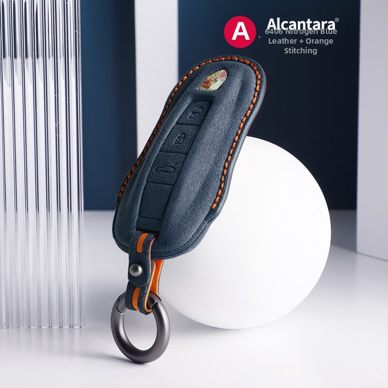 SNBLO husă Alcantara pentru cheie Porsche — compatibilă cu Cayenne, Taycan, Panamera, Macan și 718; personalizare disponibilă