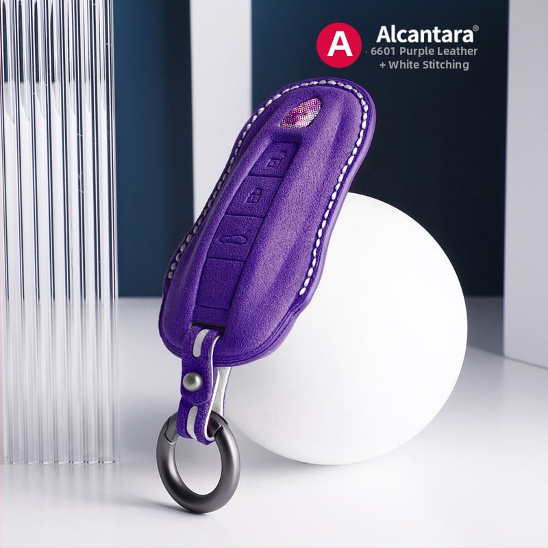SNBLO husă Alcantara pentru cheie Porsche — compatibilă cu Cayenne, Taycan, Panamera, Macan și 718; personalizare disponibilă