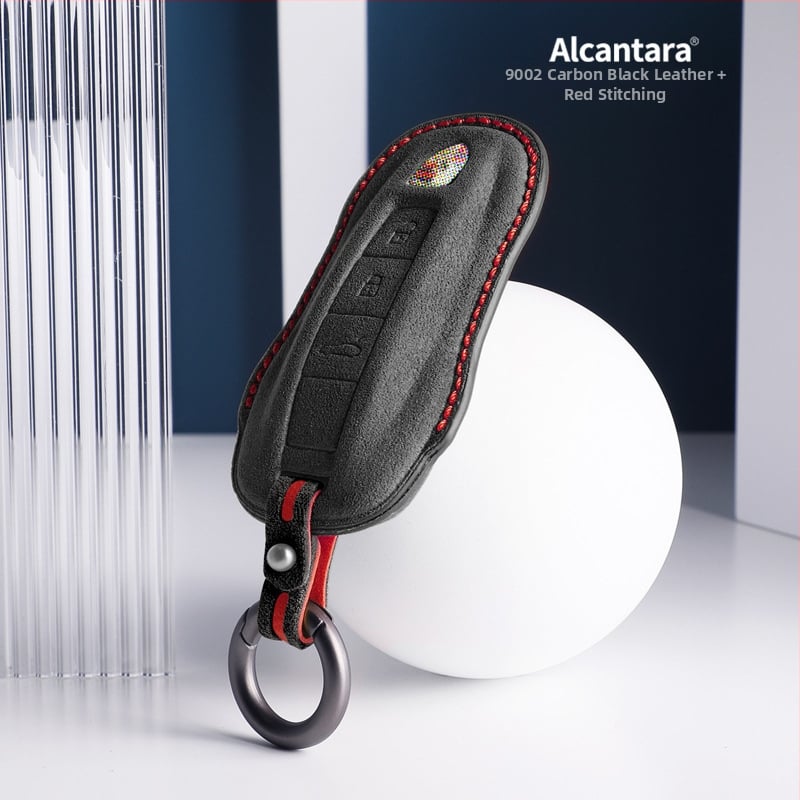 SNBLO husă Alcantara pentru cheie Porsche — compatibilă cu Cayenne, Taycan, Panamera, Macan și 718; personalizare disponibilă