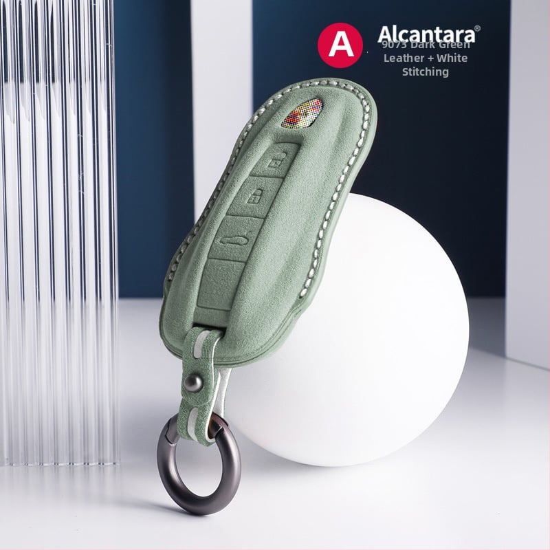 SNBLO husă Alcantara pentru cheie Porsche — compatibilă cu Cayenne, Taycan, Panamera, Macan și 718; personalizare disponibilă