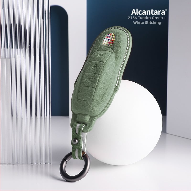 SNBLO husă Alcantara pentru cheie Porsche — compatibilă cu Cayenne, Taycan, Panamera, Macan și 718; personalizare disponibilă