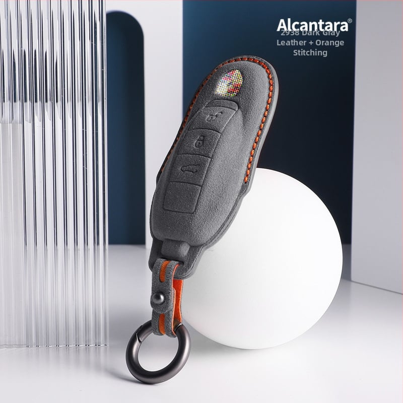 SNBLO husă Alcantara pentru cheie Porsche — compatibilă cu Cayenne, Taycan, Panamera, Macan și 718; personalizare disponibilă