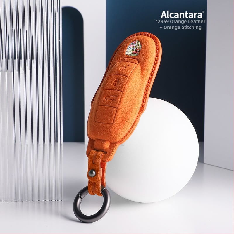 SNBLO husă Alcantara pentru cheie Porsche — compatibilă cu Cayenne, Taycan, Panamera, Macan și 718; personalizare disponibilă