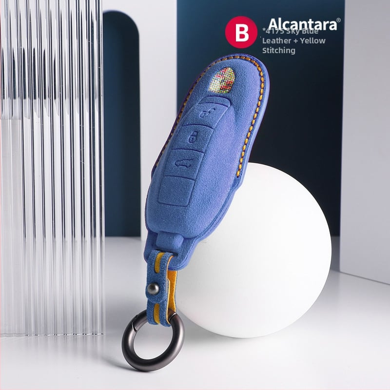 SNBLO husă Alcantara pentru cheie Porsche — compatibilă cu Cayenne, Taycan, Panamera, Macan și 718; personalizare disponibilă