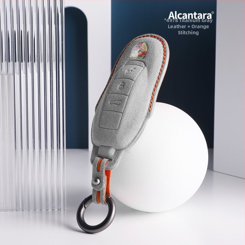 SNBLO husă Alcantara pentru cheie Porsche — compatibilă cu Cayenne, Taycan, Panamera, Macan și 718; personalizare disponibilă