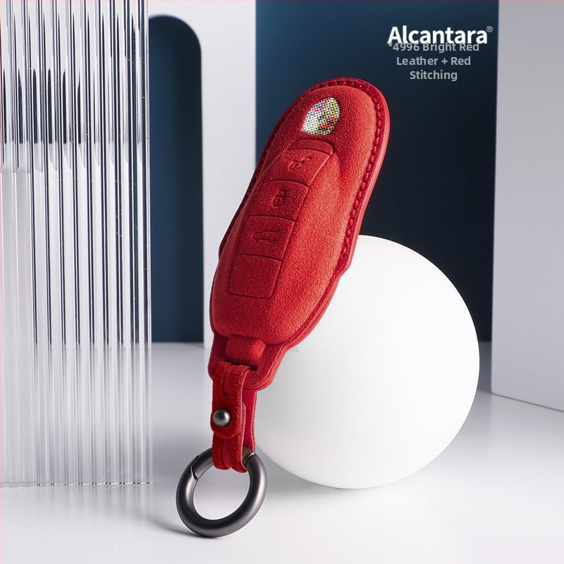 SNBLO husă Alcantara pentru cheie Porsche — compatibilă cu Cayenne, Taycan, Panamera, Macan și 718; personalizare disponibilă