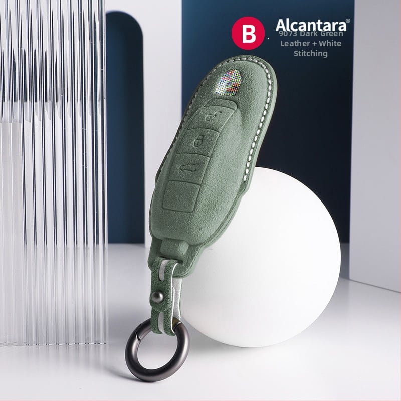 SNBLO husă Alcantara pentru cheie Porsche — compatibilă cu Cayenne, Taycan, Panamera, Macan și 718; personalizare disponibilă
