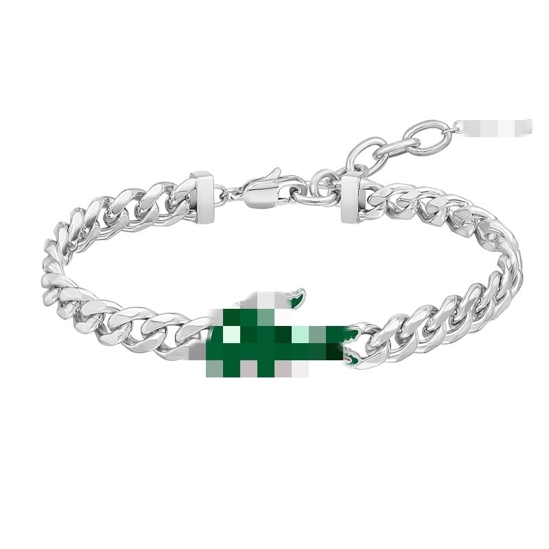 Крокодилска гривна от неръждаема стомана, полирана повърхност, унисекс геометричен дизайн, стил: универсален, бижу за ръка