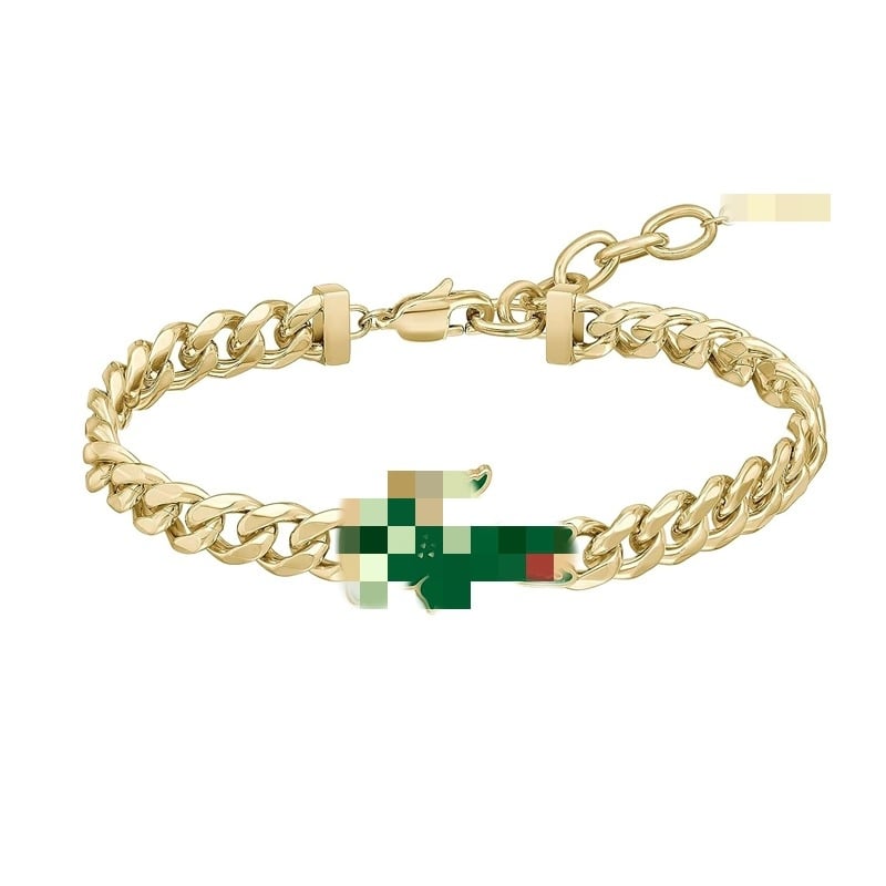 Крокодилска гривна от неръждаема стомана, полирана повърхност, унисекс геометричен дизайн, стил: универсален, бижу за ръка