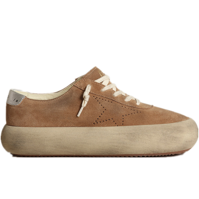 Платформени обувки за ежедневието, плюшена подплата от агнешка вълна, велурен горен слой, гумена подметка, закопчаване с връзки