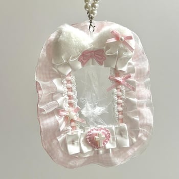 Kézzel készített plüss csipkés kártyatartó és személyi igazolvány védő – DIY charm dekoráció