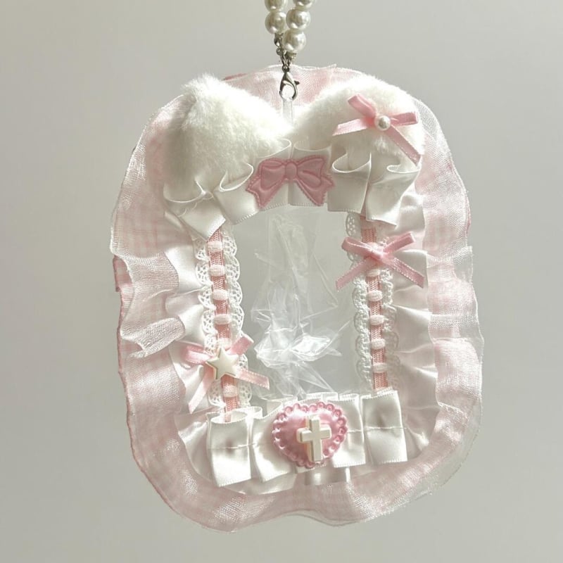 Kézzel készített plüss csipkés kártyatartó és személyi igazolvány védő – DIY charm dekoráció