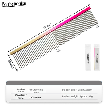 Hrebienok na starostlivosť o domáce zvieratá pre psy a mačky – rukoväť z leteckého hliníka, nehrdzavejúce kovové zuby, Model 2032-74, univerzálne použitie