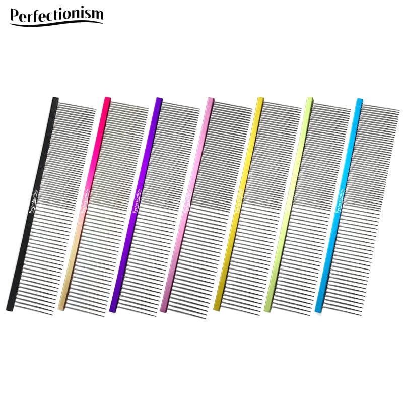 Četka za njegu kućnih ljubimaca za pse i mačke – drška od avionskog aluminija, nehrđajući čelični zubi – model 2032-74, univerzalna upotreba