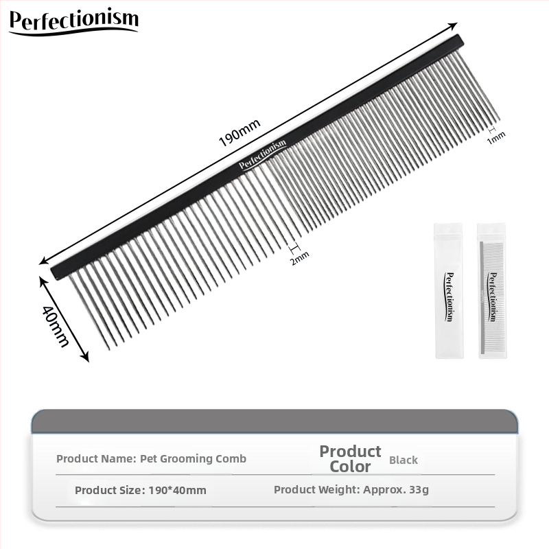 Hrebienok na starostlivosť o domáce zvieratá pre psy a mačky – rukoväť z leteckého hliníka, nehrdzavejúce kovové zuby, Model 2032-74, univerzálne použitie