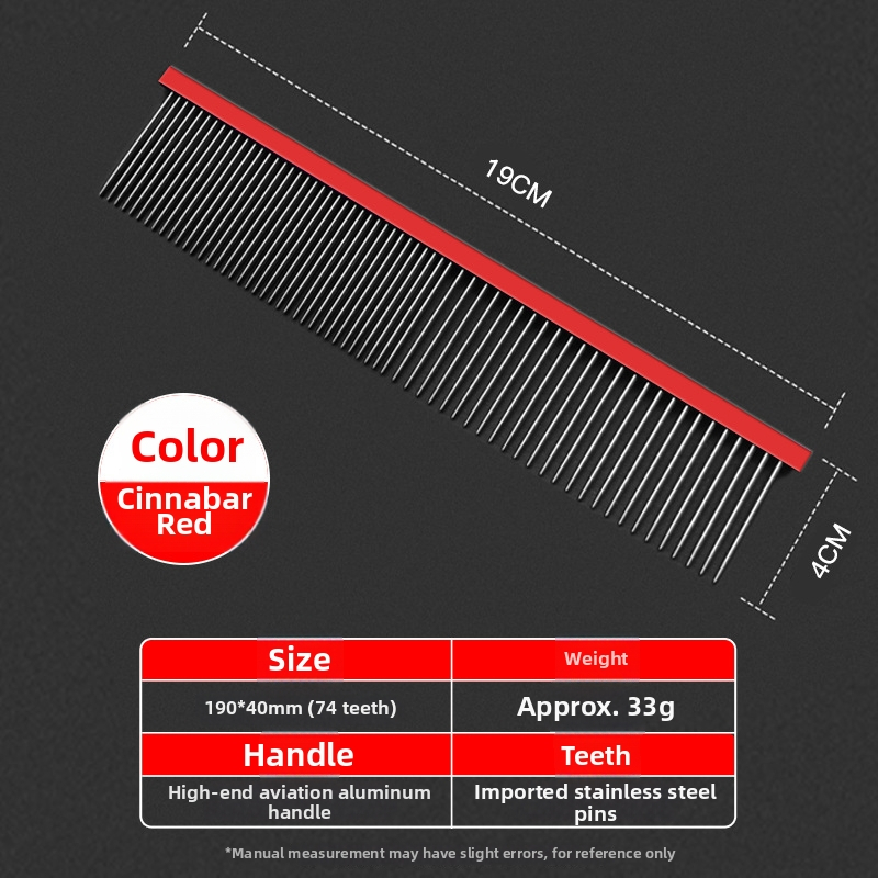 Hrebienok na starostlivosť o domáce zvieratá pre psy a mačky – rukoväť z leteckého hliníka, nehrdzavejúce kovové zuby, Model 2032-74, univerzálne použitie