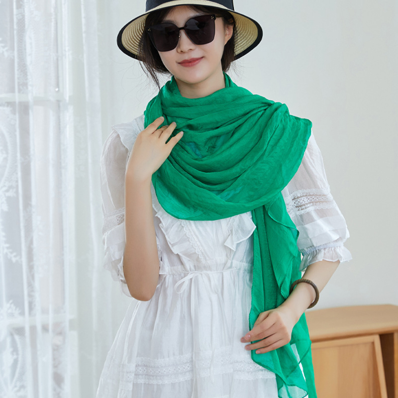 Šal od šifona za žene – warp-knit tkanina, satenski završetak, dekorativni šal za sve sezone, japansko-korejski sladak stil