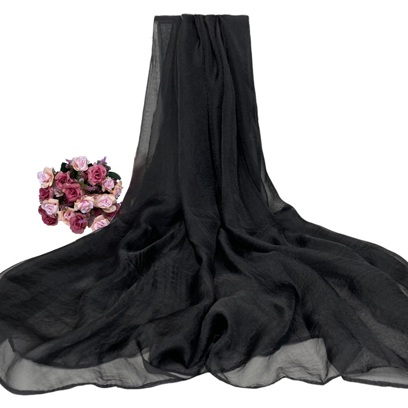 Šal od šifona za žene – warp-knit tkanina, satenski završetak, dekorativni šal za sve sezone, japansko-korejski sladak stil