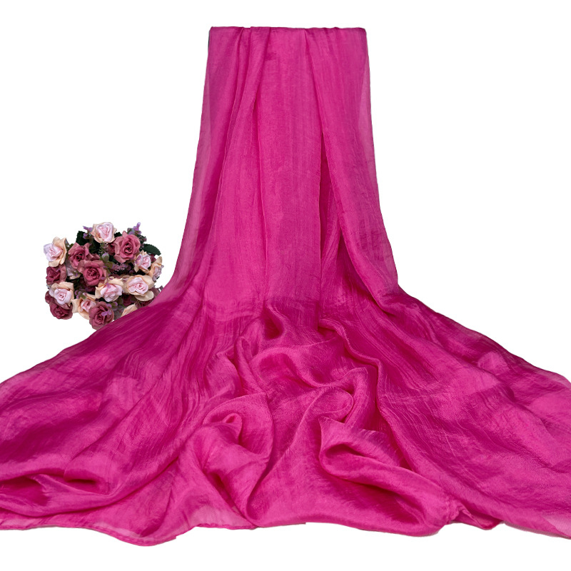 Šal od šifona za žene – warp-knit tkanina, satenski završetak, dekorativni šal za sve sezone, japansko-korejski sladak stil