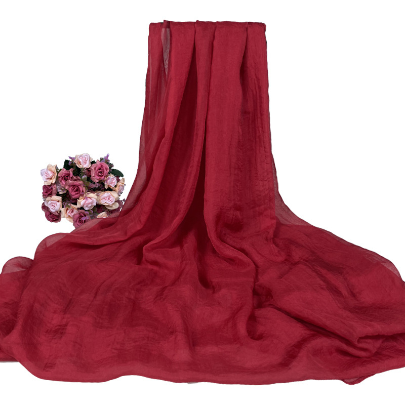 Šal od šifona za žene – warp-knit tkanina, satenski završetak, dekorativni šal za sve sezone, japansko-korejski sladak stil