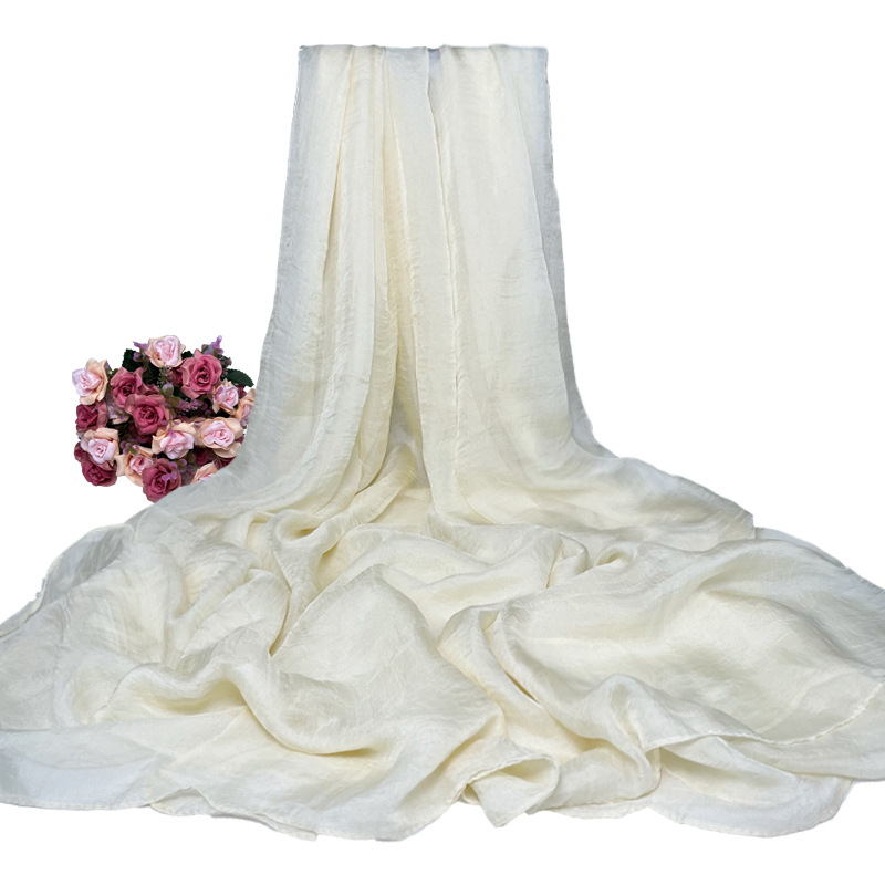 Šal od šifona za žene – warp-knit tkanina, satenski završetak, dekorativni šal za sve sezone, japansko-korejski sladak stil