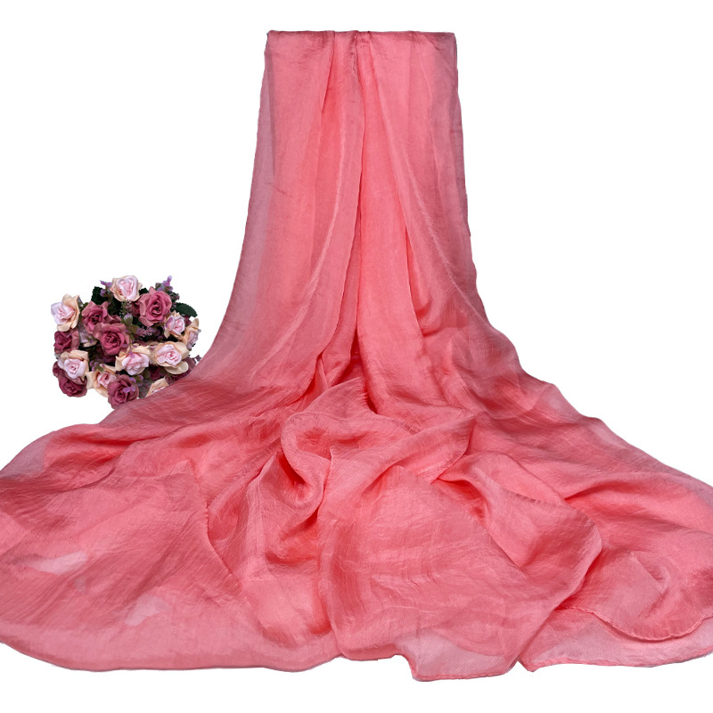 Šal od šifona za žene – warp-knit tkanina, satenski završetak, dekorativni šal za sve sezone, japansko-korejski sladak stil