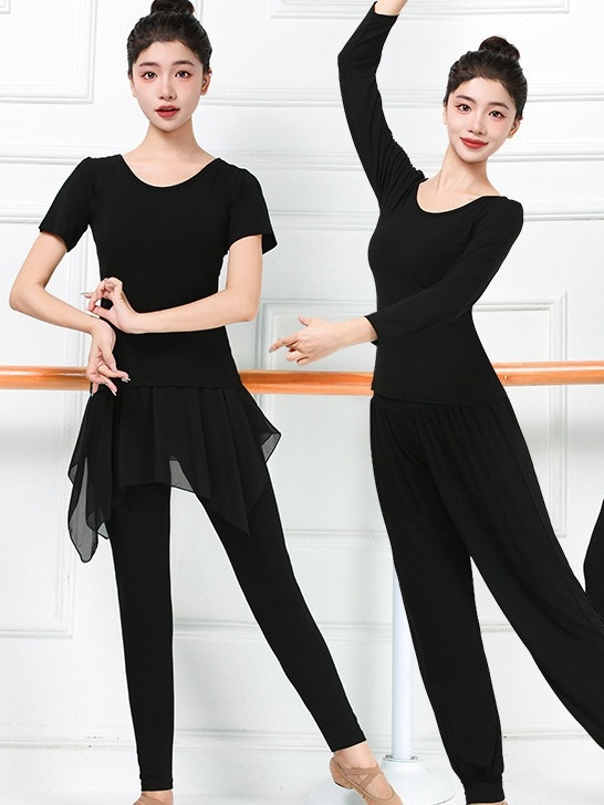 Женски комплект за модерен танц за практику (горнище и панталон) – модален плат, подплата модал, подходящ за всички сезони, сценични костюми за различни танцови стилове.