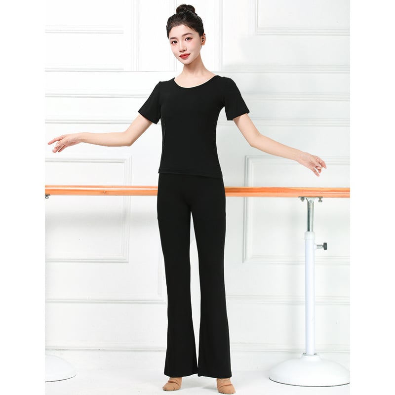 Женски комплект за модерен танц за практику (горнище и панталон) – модален плат, подплата модал, подходящ за всички сезони, сценични костюми за различни танцови стилове.