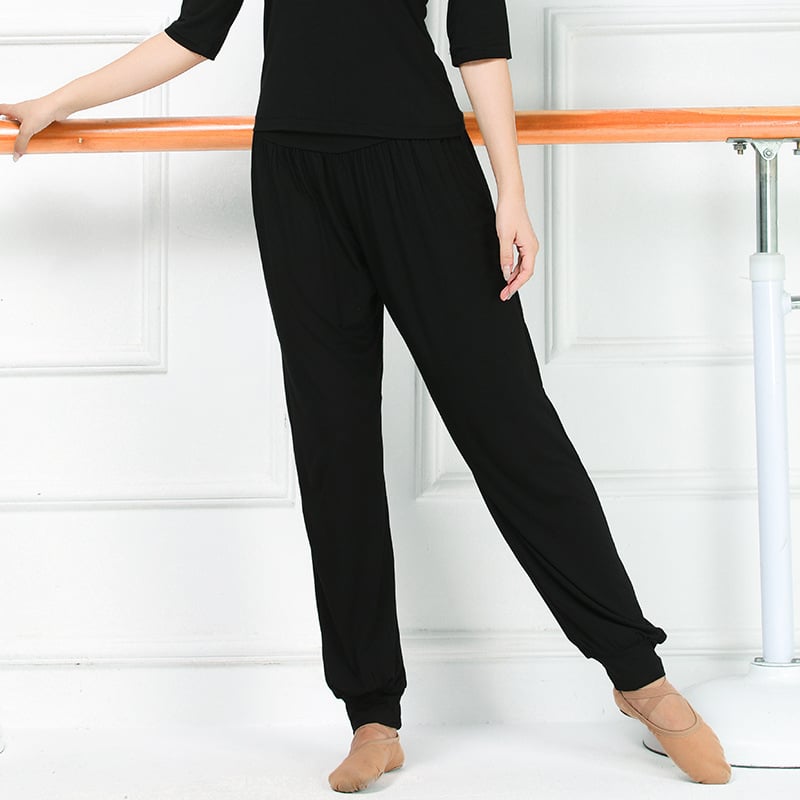 Женски комплект за модерен танц за практику (горнище и панталон) – модален плат, подплата модал, подходящ за всички сезони, сценични костюми за различни танцови стилове.