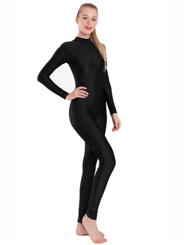 Найлонов формящ прилепнал гащеризон с дълги ръкави за танци, гимнастика и йога