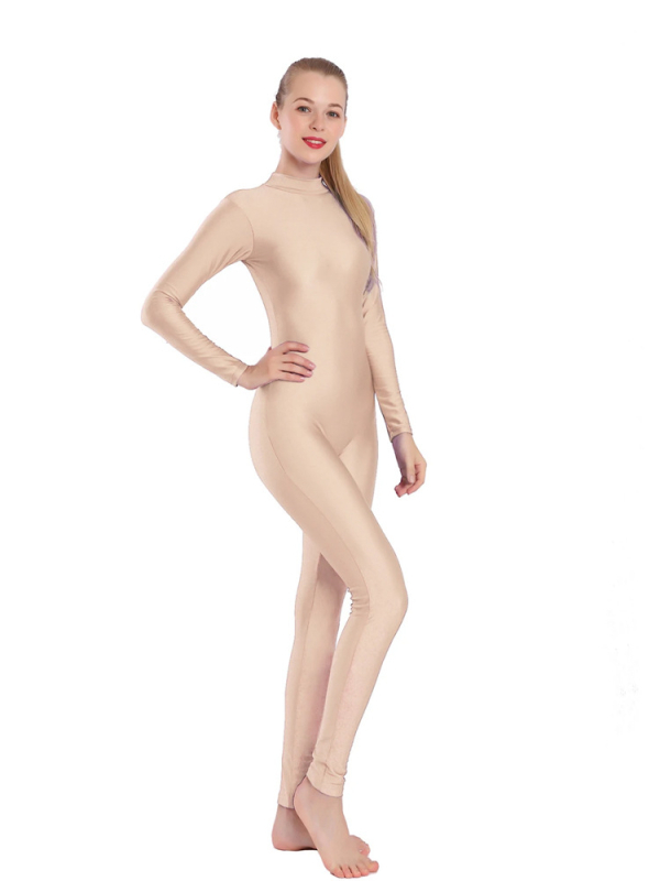 Найлонов формящ прилепнал гащеризон с дълги ръкави за танци, гимнастика и йога