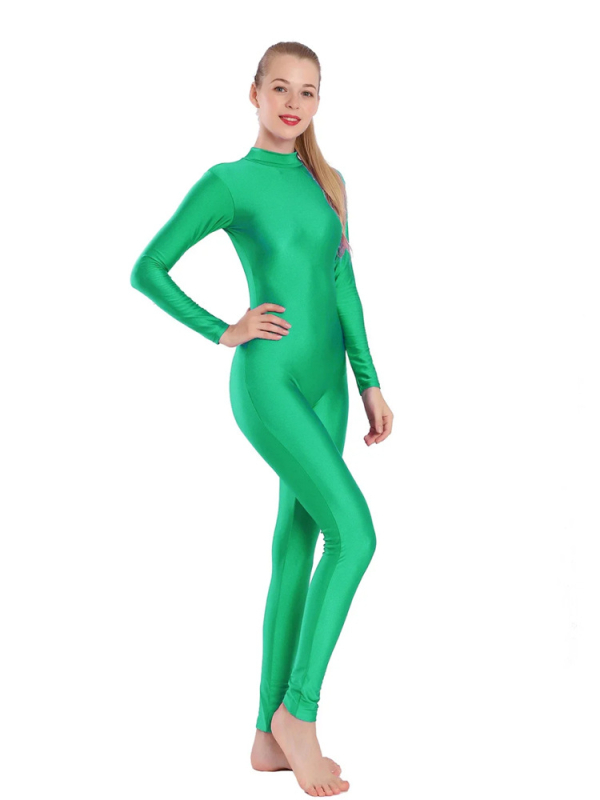 Найлонов формящ прилепнал гащеризон с дълги ръкави за танци, гимнастика и йога