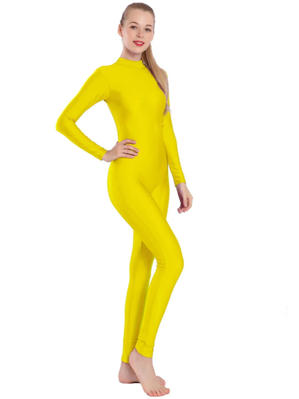 Найлонов формящ прилепнал гащеризон с дълги ръкави за танци, гимнастика и йога