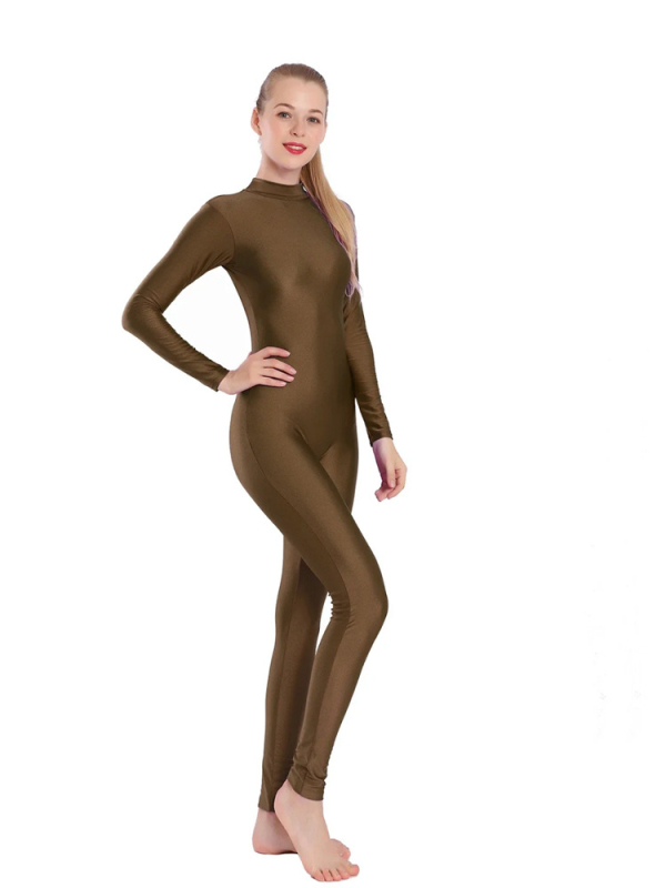 Найлонов формящ прилепнал гащеризон с дълги ръкави за танци, гимнастика и йога