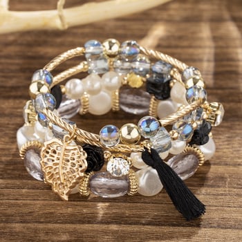 Manwan гривна от сплав с електроплатиране, еластична бохемска гривна с мъниста, унисекс, ретро стил