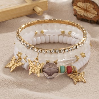 Manwan гривна от сплав с електроплатиране, еластична бохемска гривна с мъниста, унисекс, ретро стил