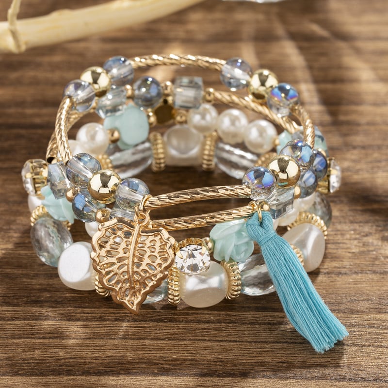 Manwan гривна от сплав с електроплатиране, еластична бохемска гривна с мъниста, унисекс, ретро стил