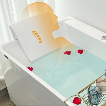 Pernă de baie pentru cadă, cu 6 ventuze, din PU impermeabil, suport ergonomic pentru gât, design curbat pentru coloana cervicală, accesoriu de baie rezistent la umezeală