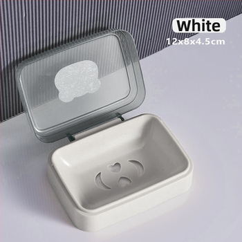 Box na mydlo z priehľadného plastu s vekom a drenážnou funkciou, do domu, internátu a kúpeľne