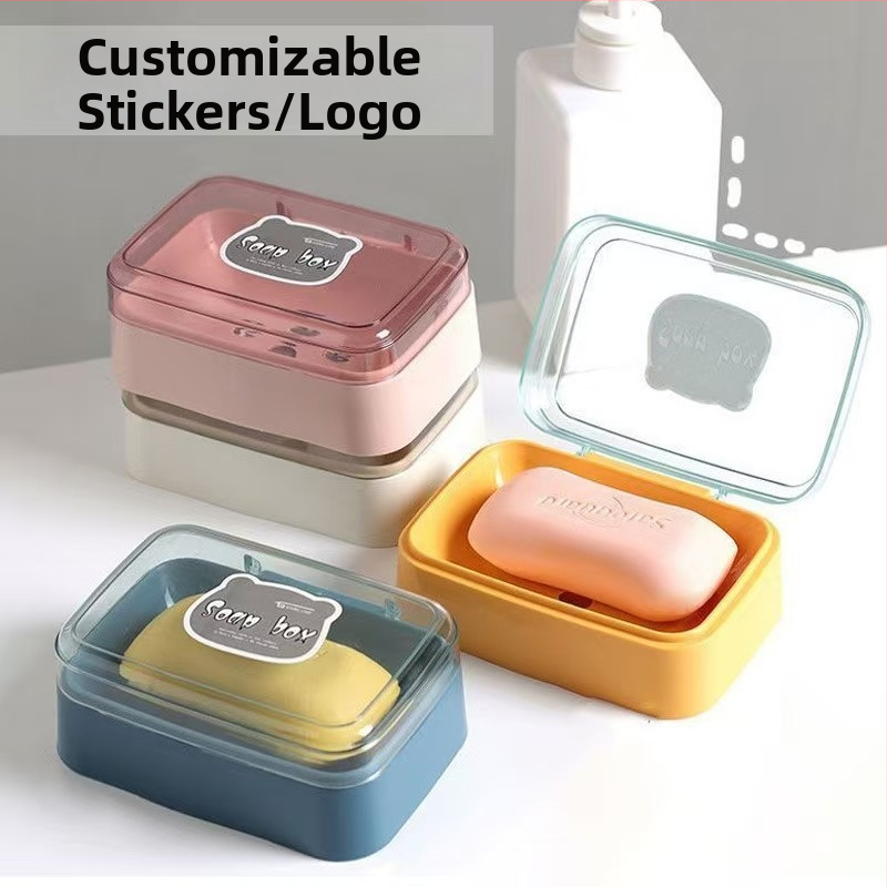 Box na mydlo z priehľadného plastu s vekom a drenážnou funkciou, do domu, internátu a kúpeľne