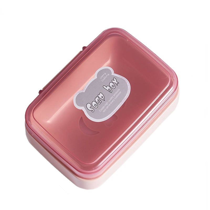 Cutie pentru săpun din plastic transparent, cu capac rabatabil și drenaj, pentru casă, cămin și baie