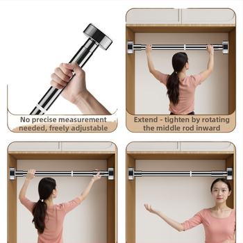 Telescopická sušiaca tyč na oblečenie s bezvŕtovou oporou, tyč na sprchovú záves do kúpeľne a na balkón — moderný minimalistický štýl, vzor 69850, materiál: Iný, značka: Iný