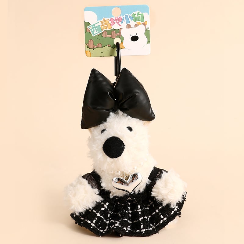 Rajzolt plüss kulcstartó West Highland White Terrierrel, iskolatáska-függőmedál