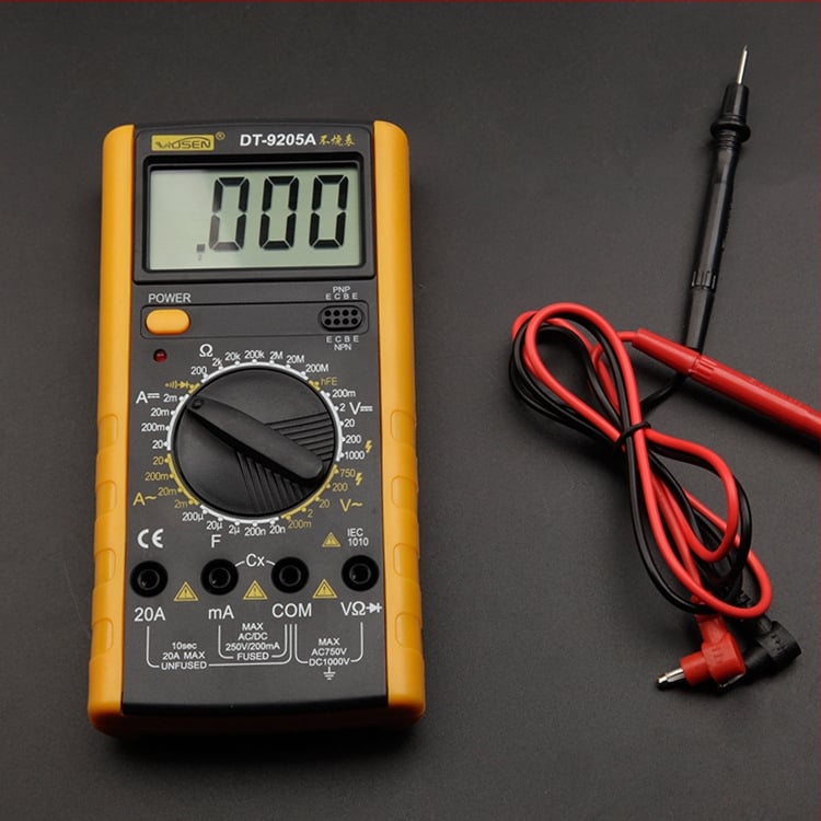 DT9205 Digitálny multimetr — Ručný, profesionálne použitie (DC/AC napätie, DC/AC prúd, Displej s 1000 bodmi, Automatické vypínanie)